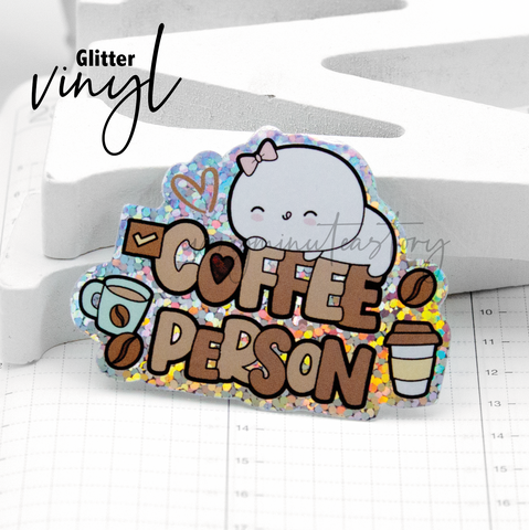 Coffee person glitter vinyl sticker -Limited Stock!