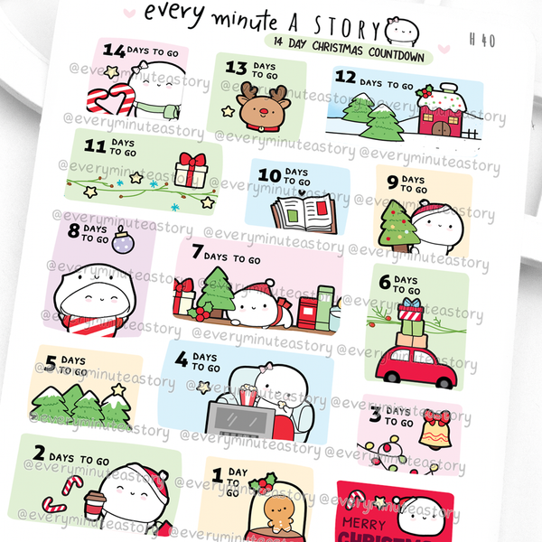 14 day Christmas countdown stickers- Low Stock!