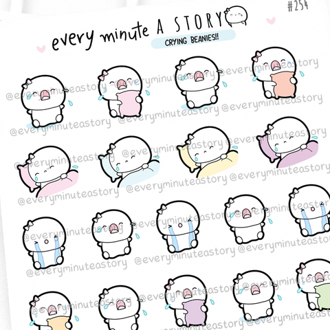 Crying, sad, upset, hurt, depressed Beanie stickers