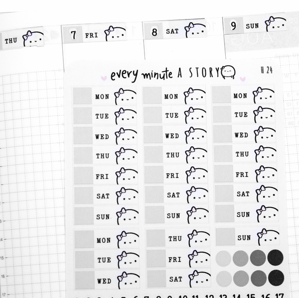 Date cover planner stickers, hobonichi cousin