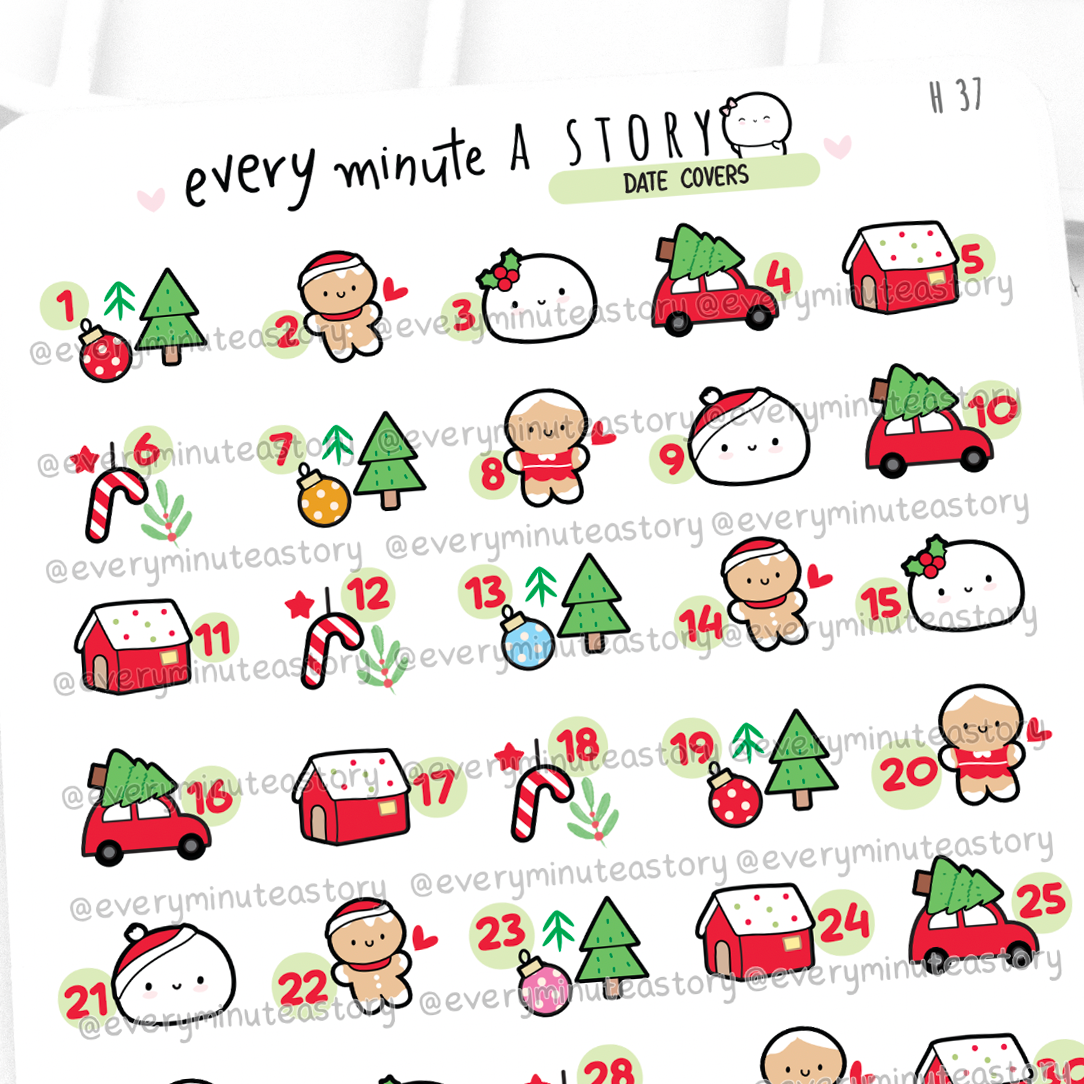Christmas date covers stickers