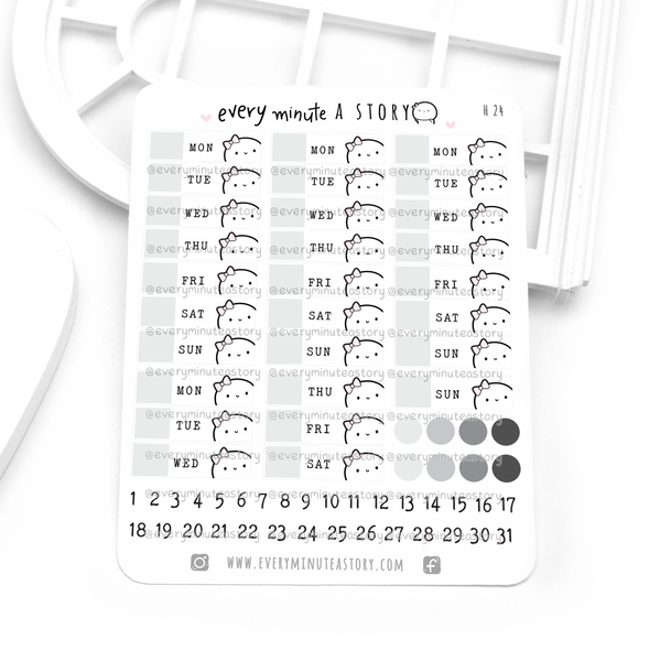 Date cover planner stickers, hobonichi cousin