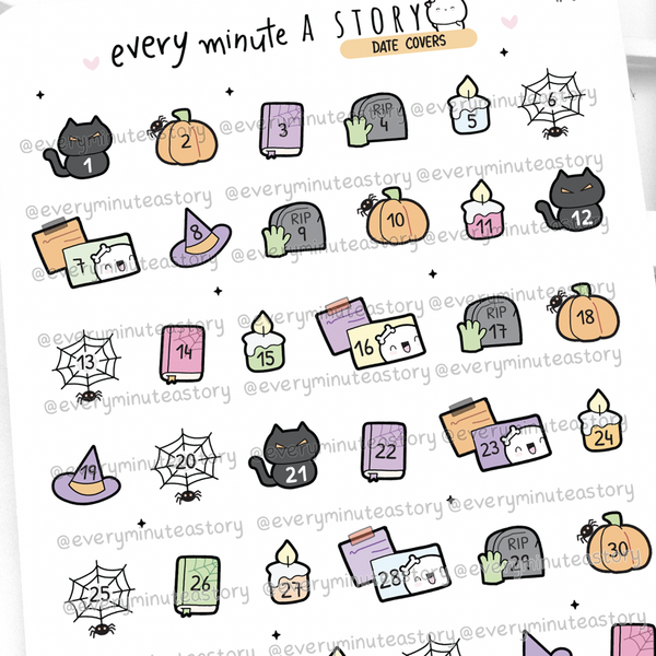 Spooky date cover stickers, halloween