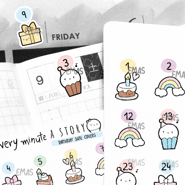 Birthday date covers/count down stickers