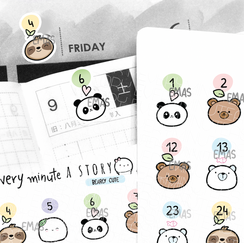 Bear-ly cute date cover stickers