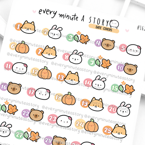 Fall critters date covers, planner stickers- LOW STOCK!