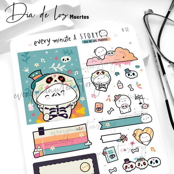 Day of the dead Beanie stickers, halloween, fall- Low Stock!