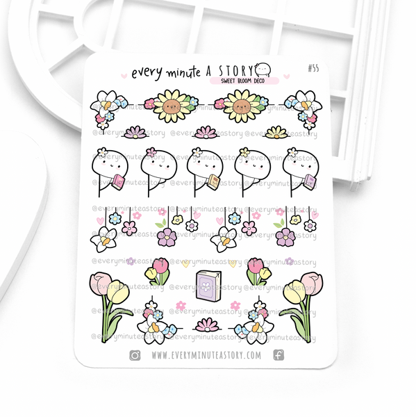 Sweet bloom deco planner stickers, deco corners, banners, peek-a-boo