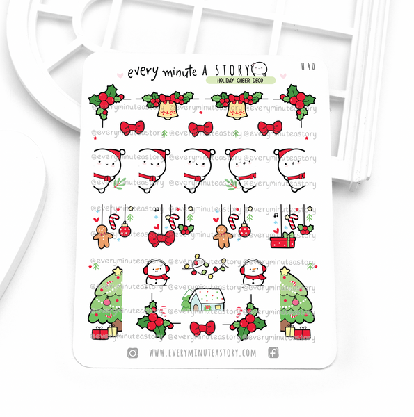 Holiday cheer deco corner stickers, Christmas