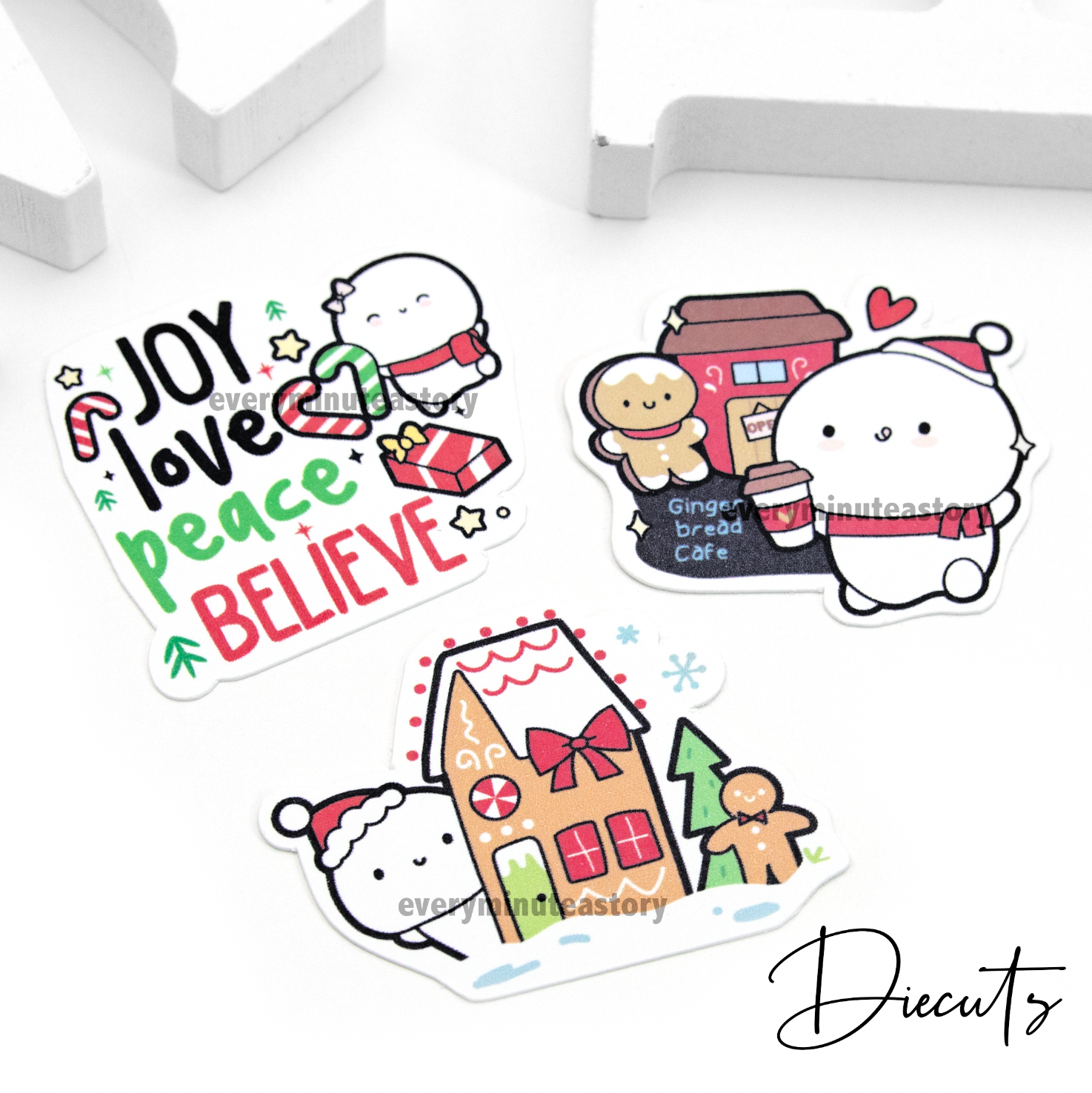 Christmas die cuts, joy love peace believe