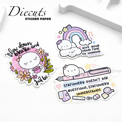 Slow down and Breathe- Beanie die cuts on sticker paper