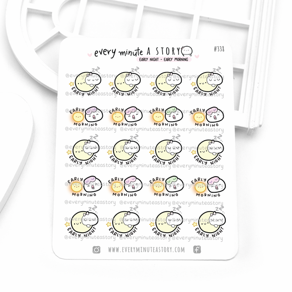 Early night/morning Beanie stickers, work