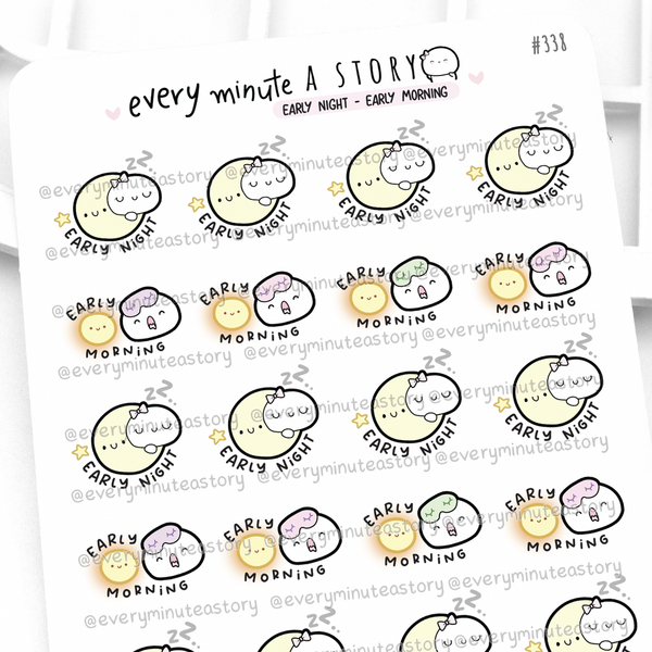 Early night/morning Beanie stickers, work