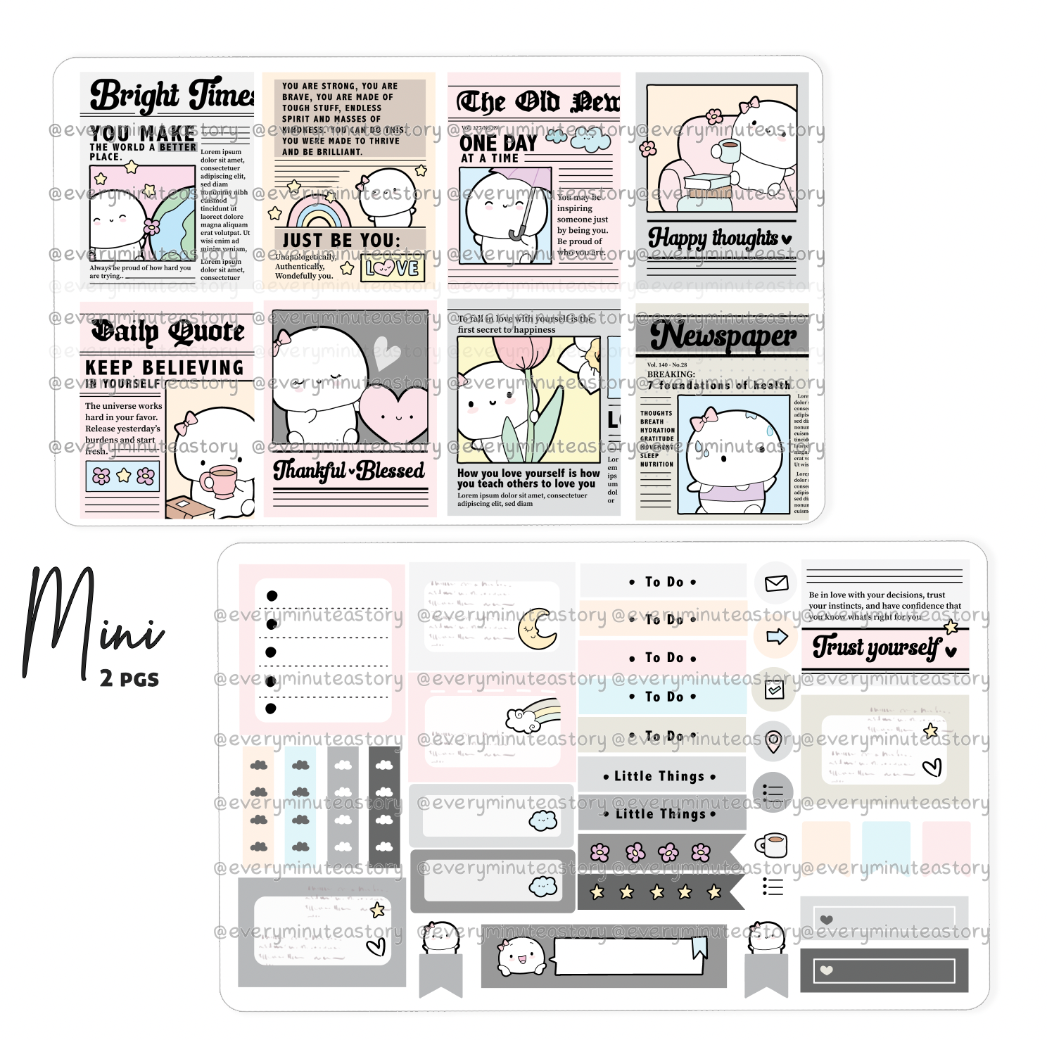 Bright Times, newspaper hand-drawn kit- mini and full kit