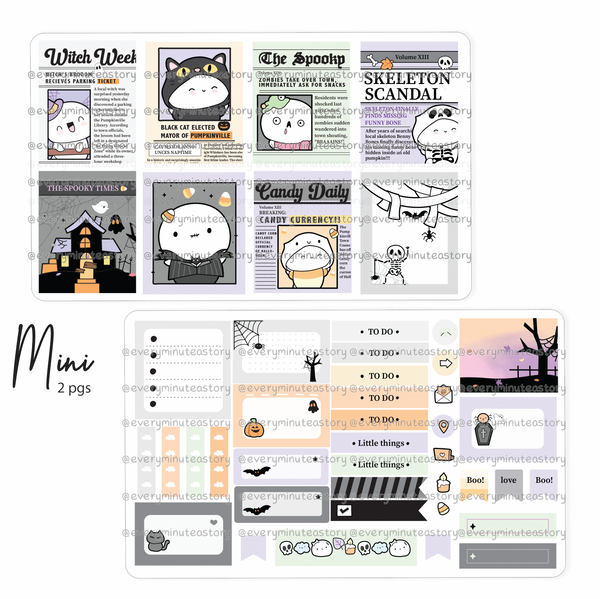 Witch weekly, halloween vertical hand-drawn kit- mini and full kit