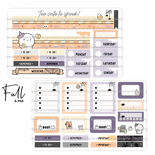 Too cute to spook hand-drawn vertical kit- mini and full kit