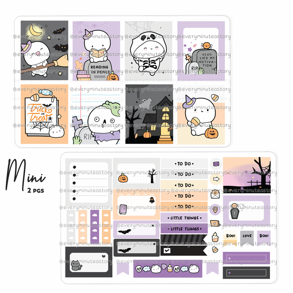 Trick or treat vertical hand-drawn kit- mini and full kit, halloween- Low Stock!