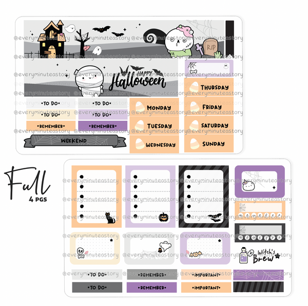 Trick or treat vertical hand-drawn kit- mini and full kit, halloween- Low Stock!