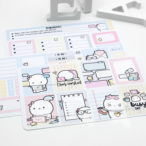 Overworked Beanie vertical hand-drawn kit- mini and full kit, work