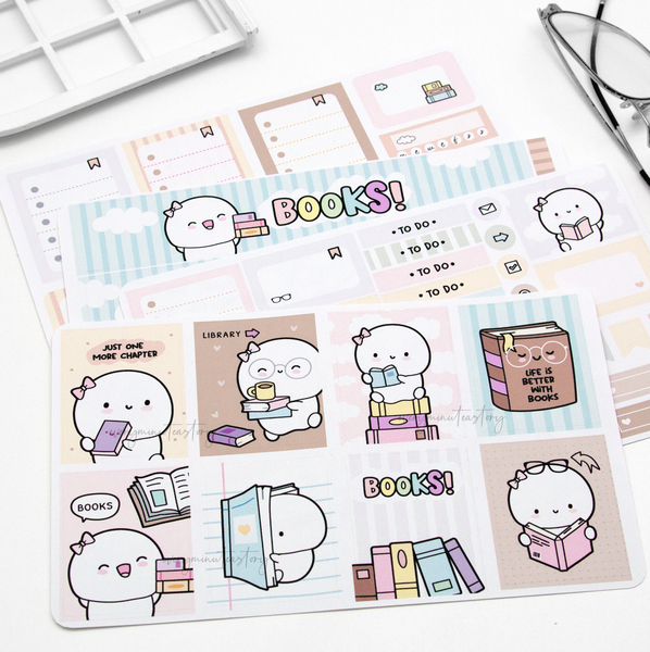 Readers gonna read vertical hand-drawn kit- mini and full kit, books planner stickers
