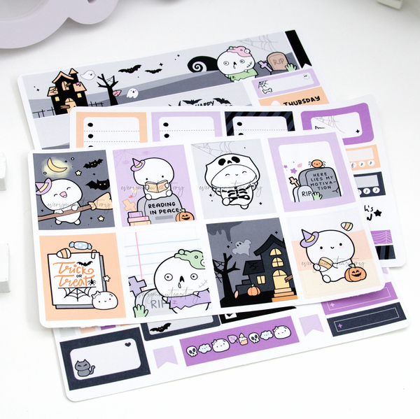 Trick or treat vertical hand-drawn kit- mini and full kit, halloween- Low Stock!