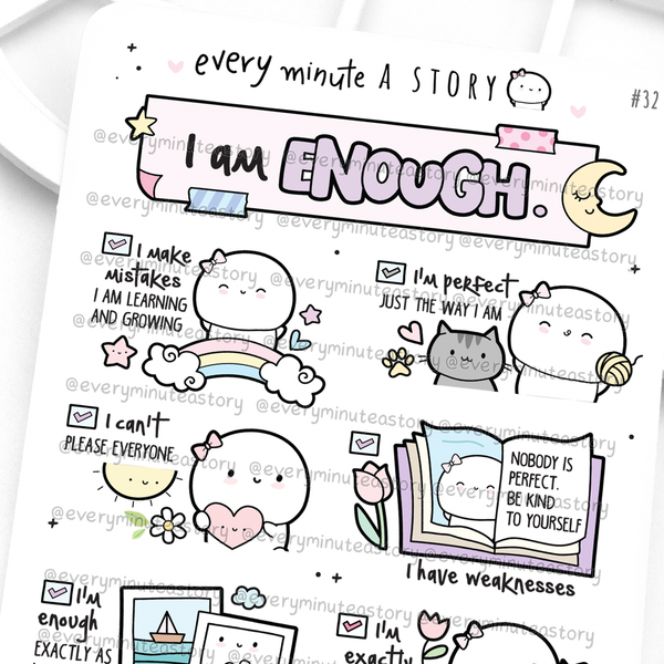 I am enough- Self love stickers, mental health