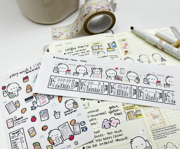 PRE-SALE washi #3! Grocery list Beanie washi