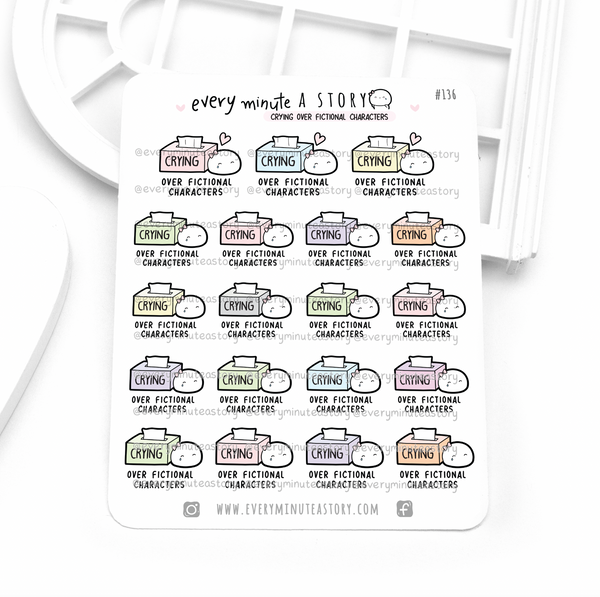 Crying over fictional characters planner stickers