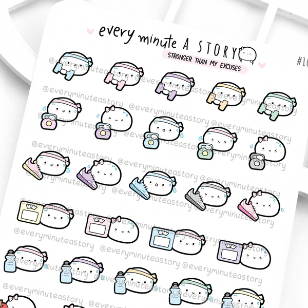 Fitness icons planner stickers, workout, health