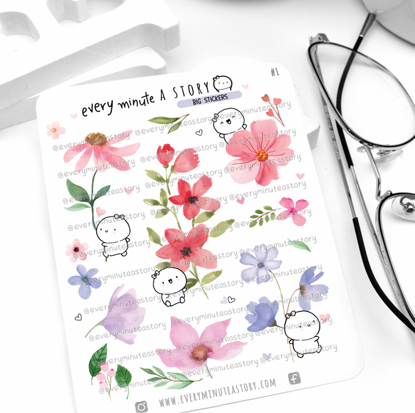 Watercolor flower big stickers- Low Stock!