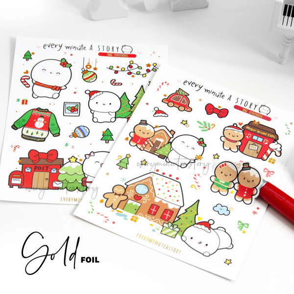 Christmas Magic big stickers gold foil, set of 2- Low Stock!
