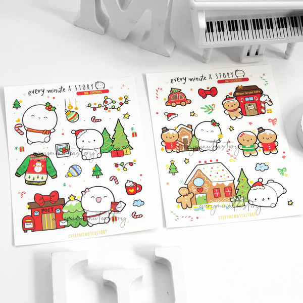 Christmas Magic big stickers gold foil, set of 2- Low Stock!