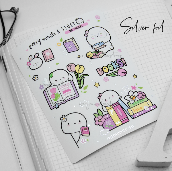 Spring vibes big stickers, silver/pink foil, set of 2- Limited Stock!