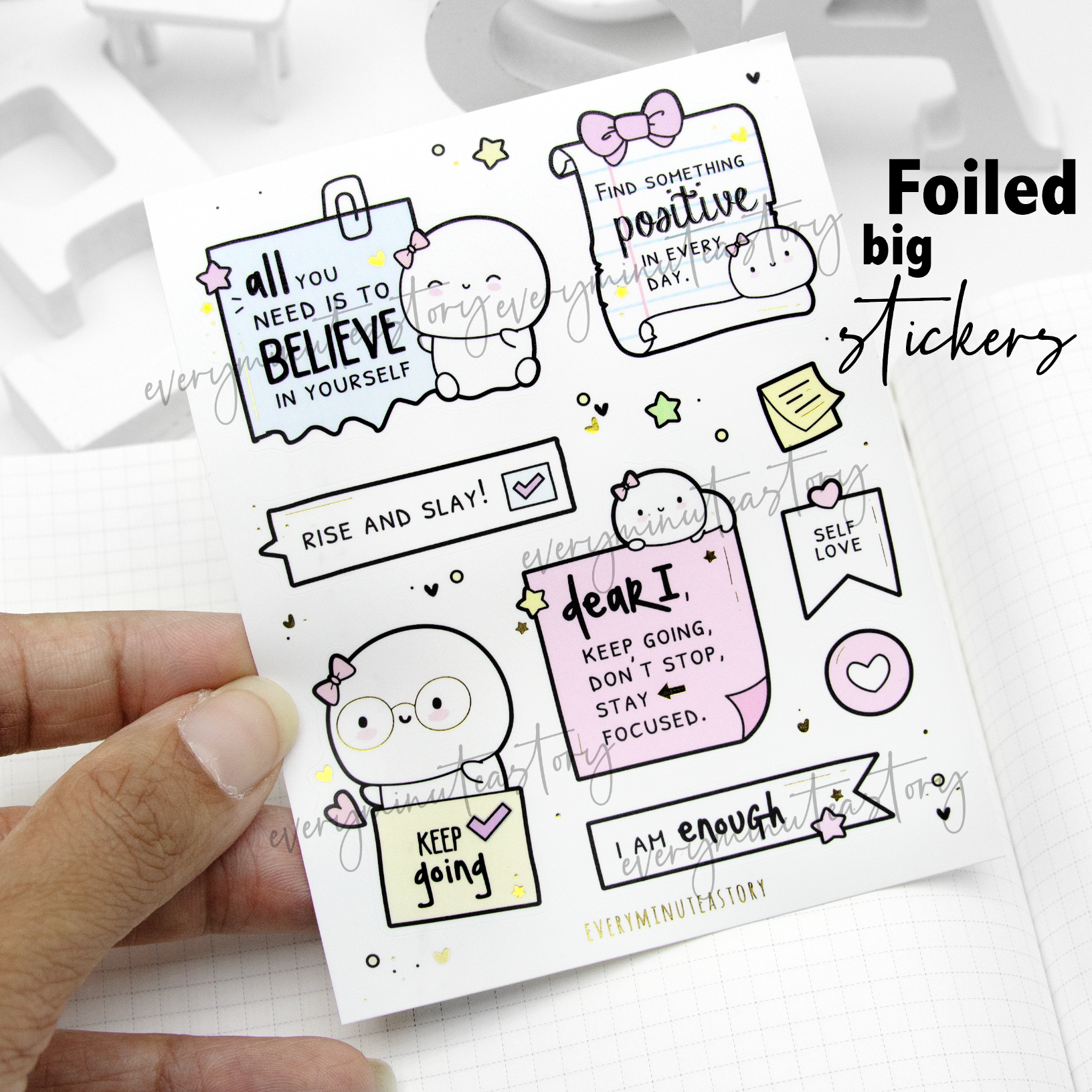 Foiled motivational big stickers Vol.2 , mental health- Limited Stock!