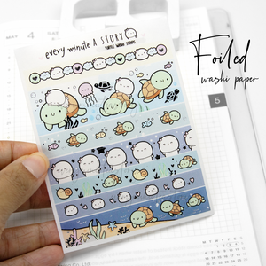 Foiled turtle washi strips, washi paper, silver foiled- LIMITED STOCK!