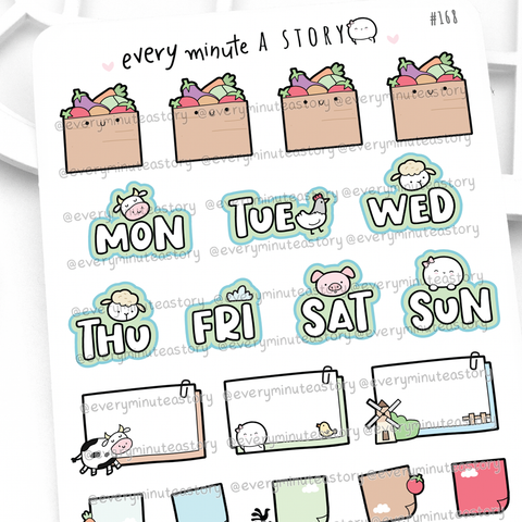 Farmland- days of the week stickers, write in notes- LOW STOCK!