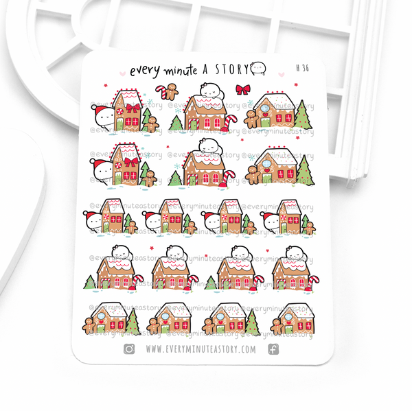 Gingerbread houses stickers- Low Stock!