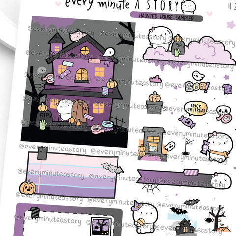 Haunted house stickers, Halloween- LOW STOCK!