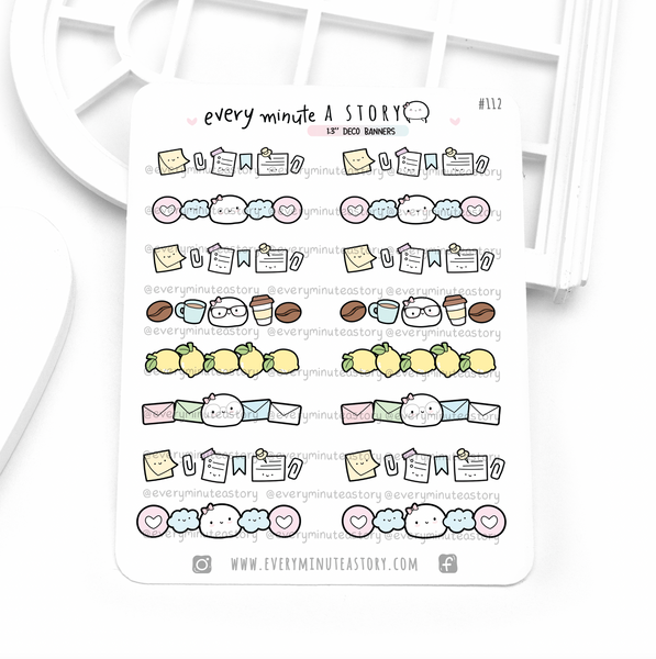 Kawaii deco banners, planner stickers