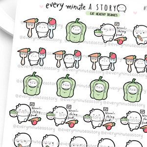 Eat healthy Beanies planner stickers