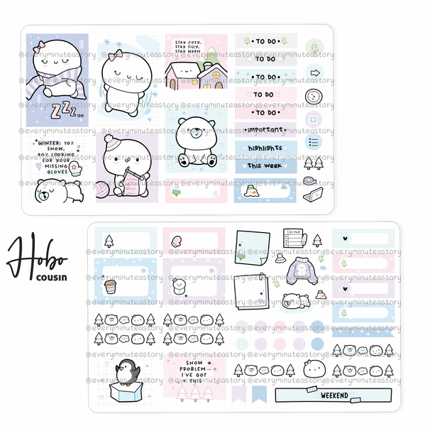 Stay cozy, polar bear winter Hobonichi cousin kit
