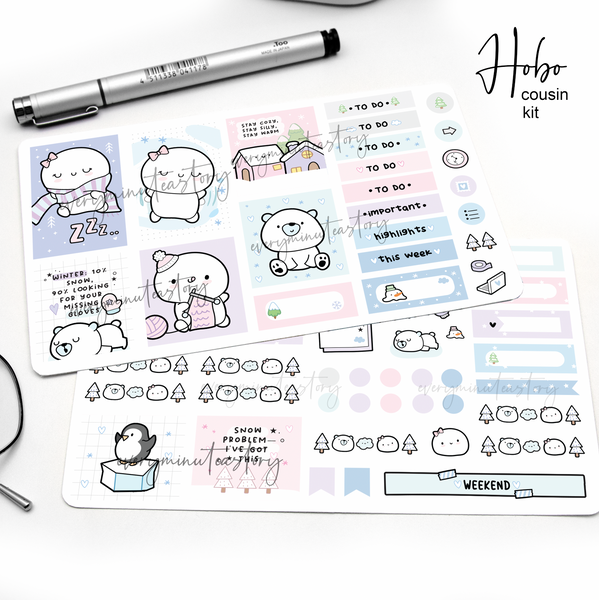 Stay cozy, polar bear winter Hobonichi cousin kit