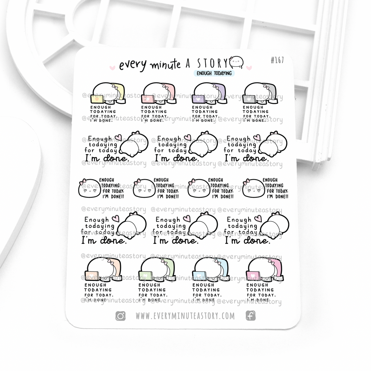 Enough todaying for today stickers, tired, exhausted, overworked ...