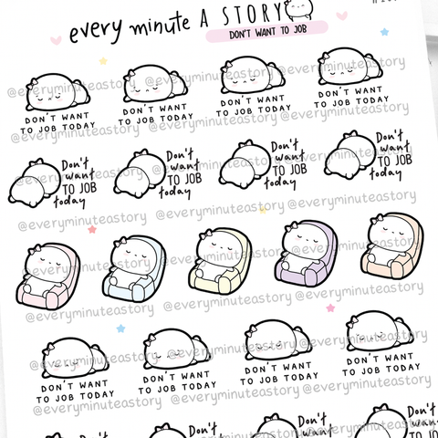 Don't want to job today Beanie stickers, work, lazy, tired, monday