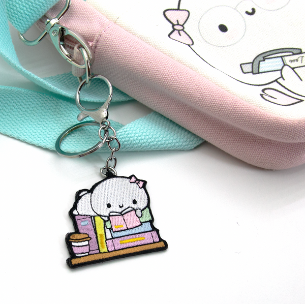 Just a girl who loves books, Beanie embroidery keychain- Limited Stock, limit 2/order