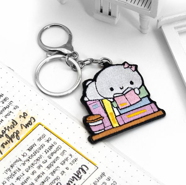 Just a girl who loves books, Beanie embroidery keychain- Limited Stock, limit 2/order