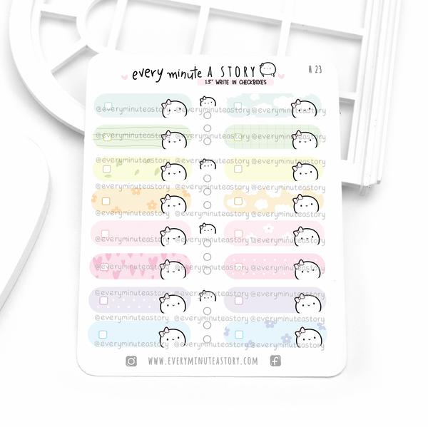 Pastel labels, write in check boxes, hobonichi cousin