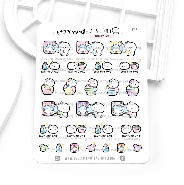 Laundry day Beanie stickers, daily chores