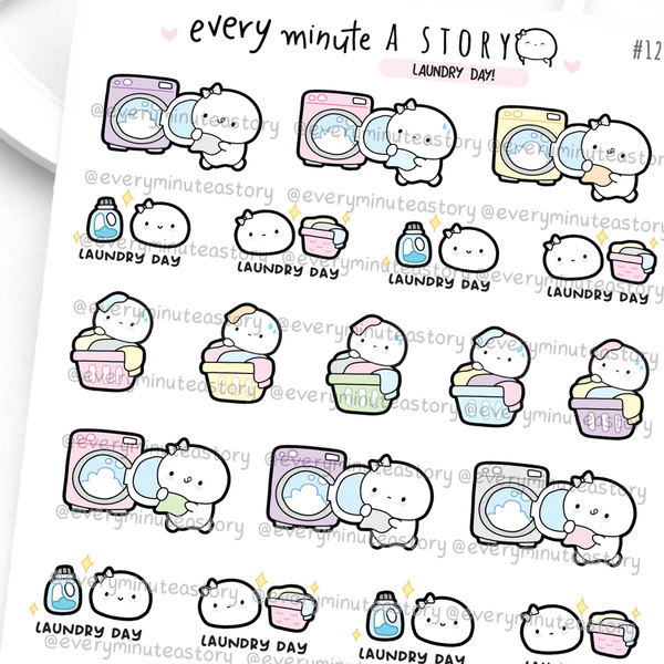 Laundry day Beanie stickers, daily chores
