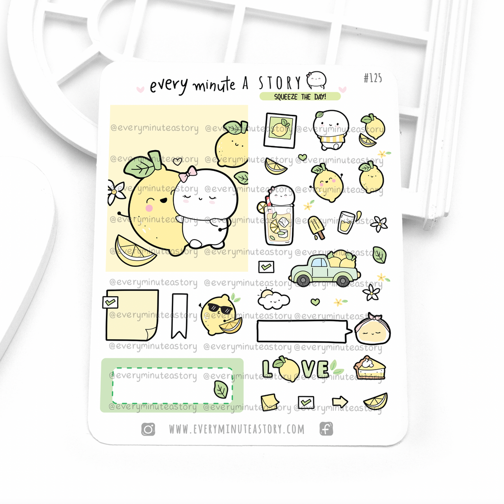 Lemon Store Sticker Squeeze the day lemon stickers – Every Minute A Story